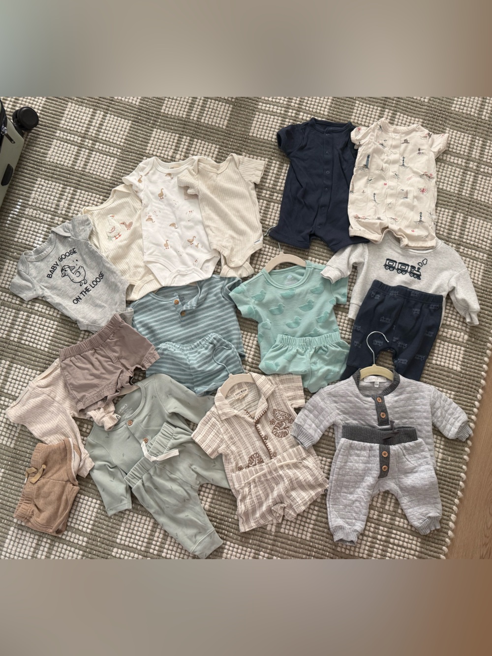 Baby Essentials Multi-Pack: Assorted Neutral Onesies & Tops - Beige, Mint, Navy
